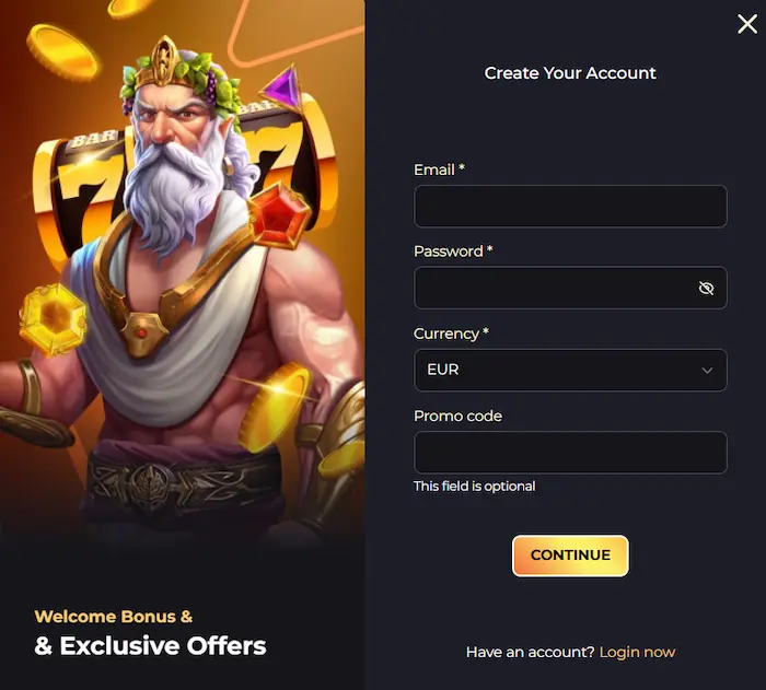 Betizy Casino register